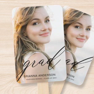 Graduate Simple Modern Script Minimalist Photo Hand Fan