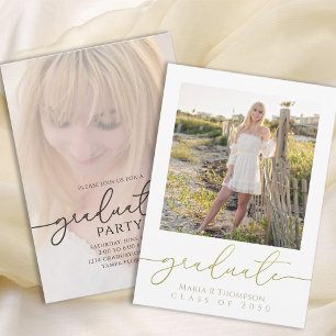 Graduate Simple Modern Stylish Typography Gold Invitation