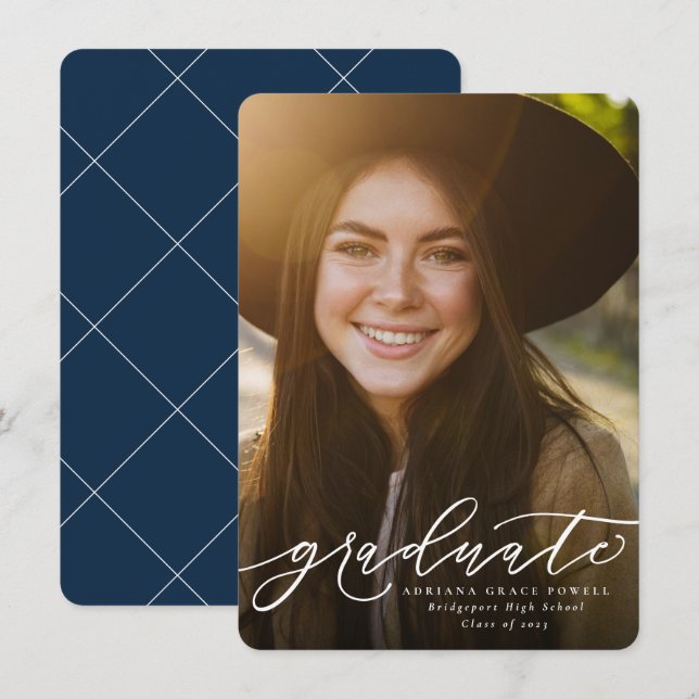 Graduate simple photo graduation announcement (Front/Back)