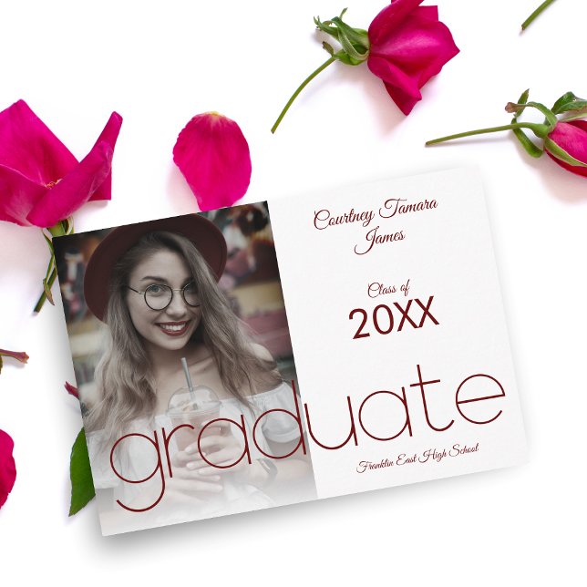 Graduate Simple Photo Modern Red Typography Script (Creator Uploaded)