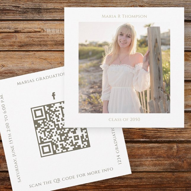 Graduate Simple Stylish Photo Modern Gold Square Invitation (Creator Uploaded)