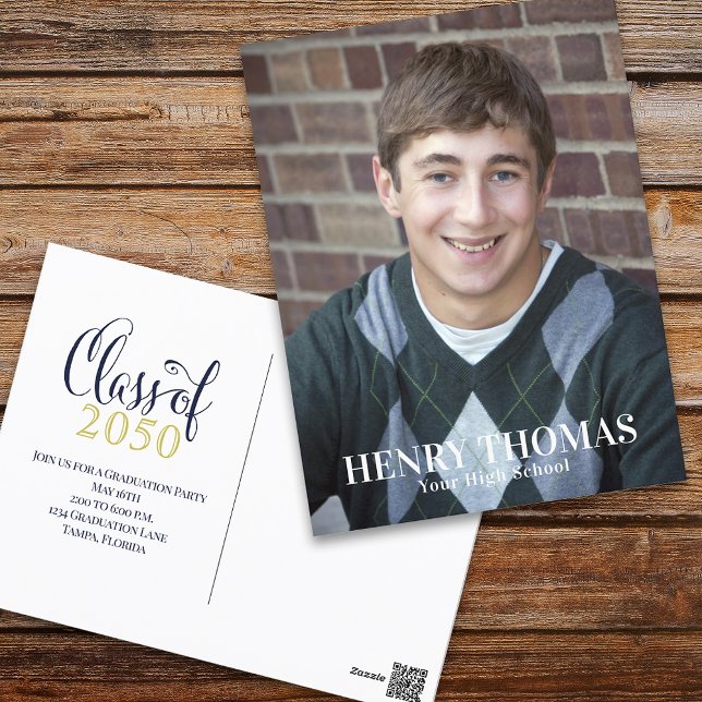 Graduate Simple Trendy Modern Minimalist Photo Postcard (Creator Uploaded)