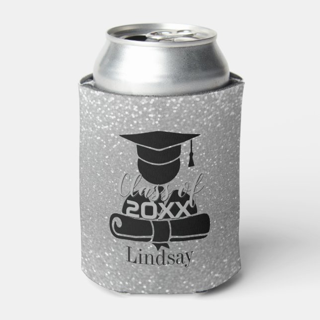 Graduate Student - Class of 20XX - Silver Glitter Can Cooler (Can Front)