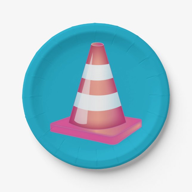Graduate Student Prank Striped Traffic Cone Party Paper Plate (Front)