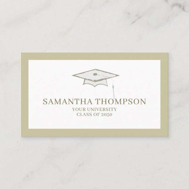 Graduate Student University Graduation Cap Gold  Business Card (Front)