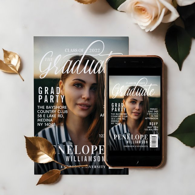 Graduate Stylish Magazine Cover Photo Grad Party Invitation (Graduate Stylish Magazine Cover Photo Grad Party Invitation)