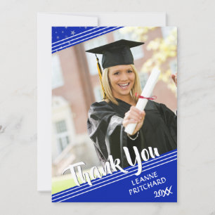 Graduate Thank You Lines & Stars Royal Blue