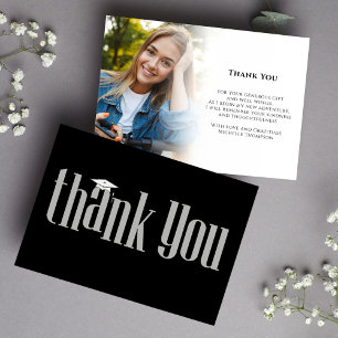 Graduate Thank You Modern Photo Custom Card