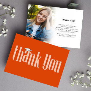 Graduate Thank You Photo Orange  Card