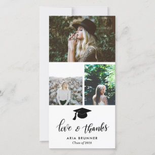 Graduate Thank You Three Photo Simple Announcement