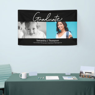 Graduate Then and Now baby photo and Grad photo  Banner