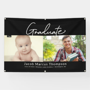 Graduate Then and Now Male Grad Custom photo Banner