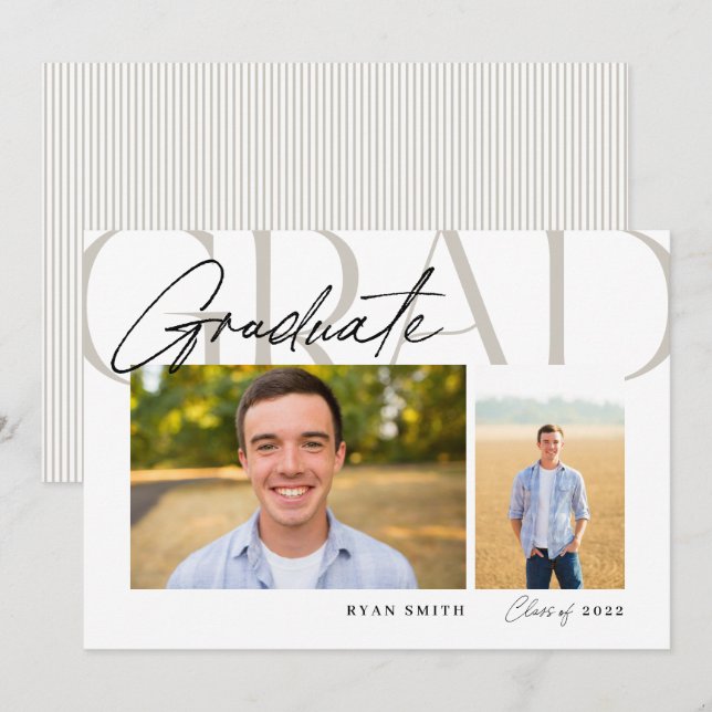 Graduate Type Overlay 2-Photo Announcement (Front/Back)
