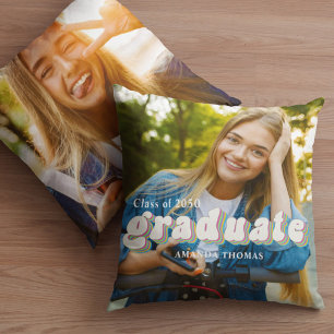 Graduate Typography Photo Personalised Cushion