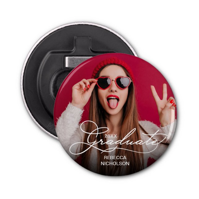 Graduate Typography Photo Simple Bottle Opener (Front)