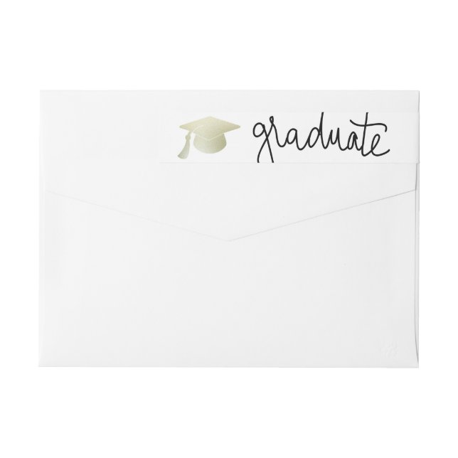 Graduate Typography Silver Foil Graduation Hat Wrap Around Label (Back)
