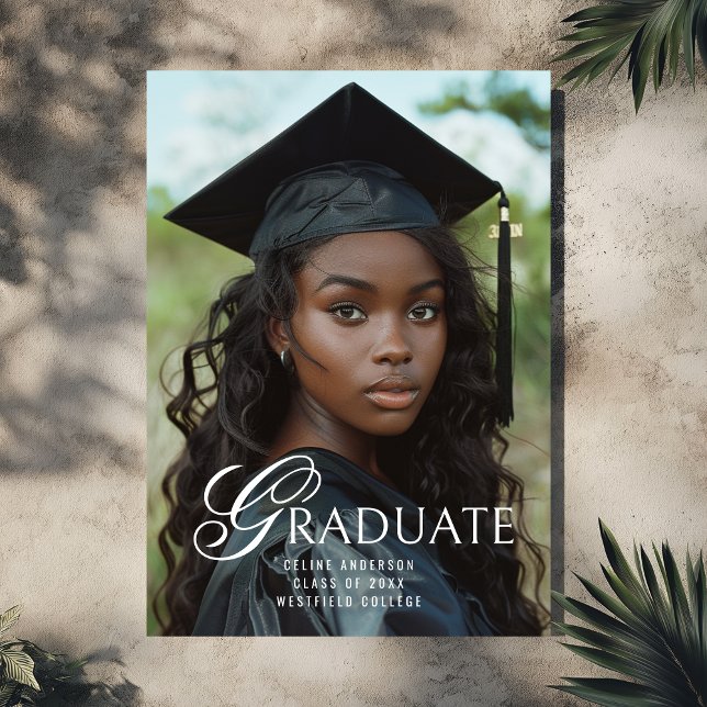Graduate Unique Typography Photo Graduation Party Invitation (Creator Uploaded)