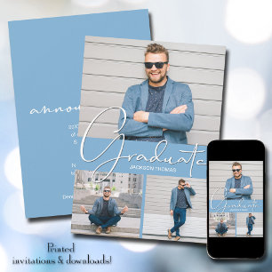 Graduate Vertical 3 Photo Graduation Announcement