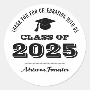 Graduate Vintage Script   Class of 2025 Classic Round Sticker