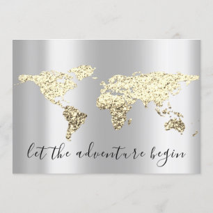 Graduate We Move Wedding Gold Destination Map Grey Invitation