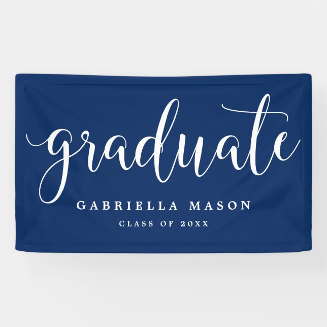 Graduate White Script | Custom Background Colour Banner (Horizontal)
