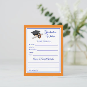 Graduate Wishes & Advice   Blue and Orange Card