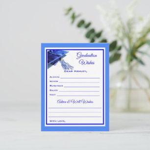 Graduate Wishes & Advice   Blue and White Card