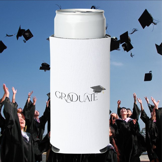 Graduate with Graduation Cap Custom Seltzer Can Cooler (Creator Uploaded)