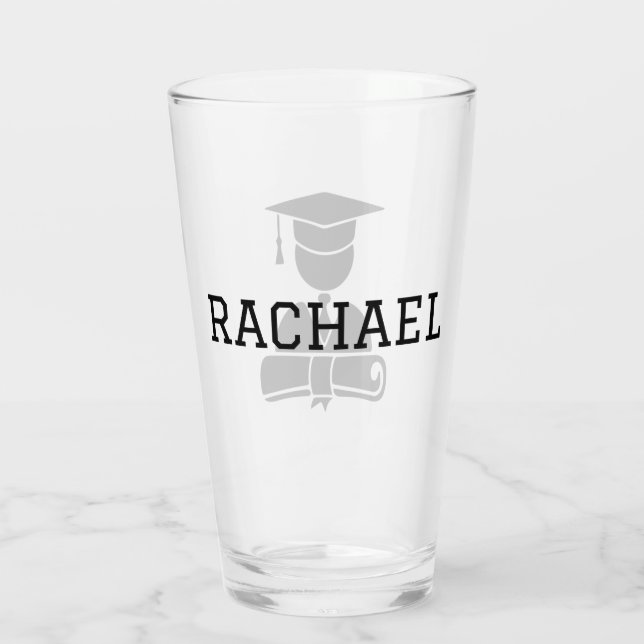 Graduate with Name Graduation  Glass (Back)