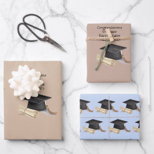 Graduate Wrapping Paper Flat Sheet Set of 3