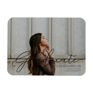 Graduate & Your Photo - Black Print Magnet