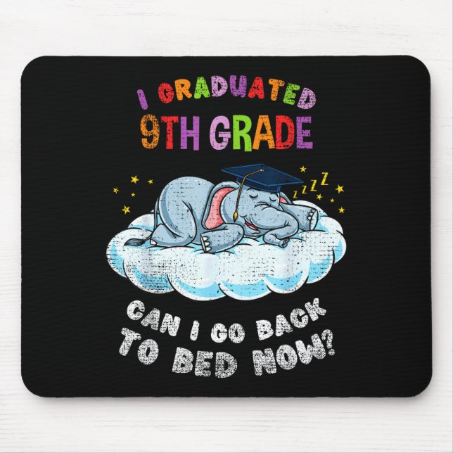 Graduated 9th grade elephant funny graduation mouse mat (Front)