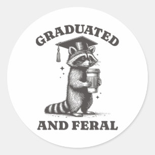 Graduated And Feral Racoon Cl Of 2025 Vintage Rac Classic Round Sticker