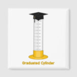 Graduated Cylinder - Magnet<br><div class="desc">Perfect for a science geek with a sense of humour, or a graduate! Two gifts in one! Design features a graduated cylinder with a yellow base, horizontal lines going down the left side with numbers in increments of 10 from 10 to 100 going up, and a black graduation cap with...</div>