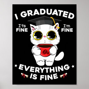 Graduated graduate class 2024 funny black cat poster