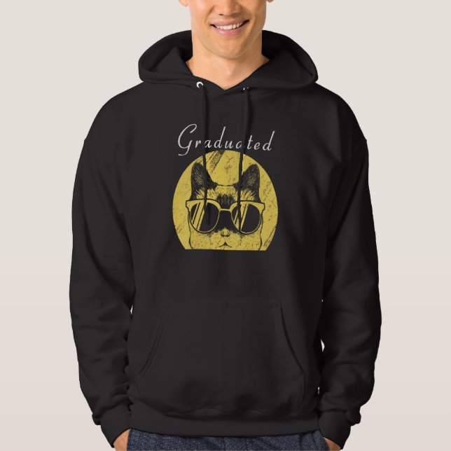 Graduated Graduation Cool Cat Sunglasses  1 Hoodie (Front)