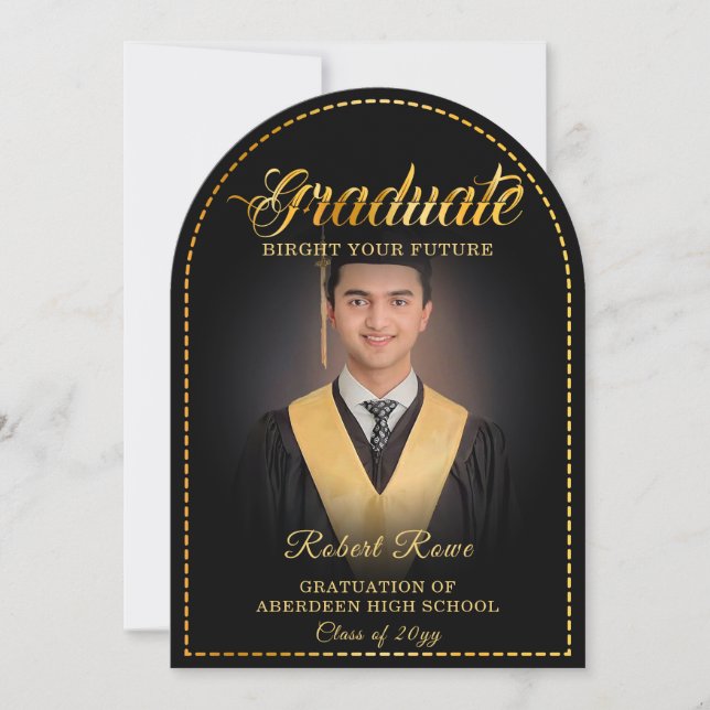 Graduates, golden touch brighten your future. invitation (Front)