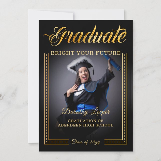 Graduates, golden touch brighten your future. invitation (Front)