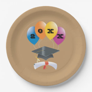 Graduates Party Cap Diploma Balloons Paper Plates