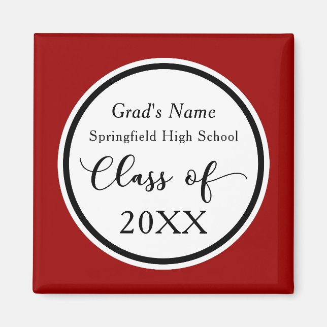 Graduate's Personalised School Colours Magnet (Front)