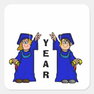 Graduates with "V" Sign Name Tags to Customise