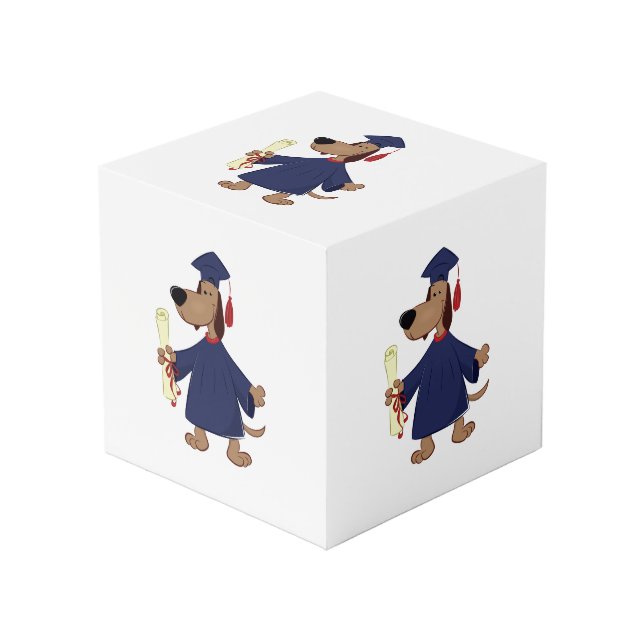 Graduating dog clipart cube (Front Angled)
