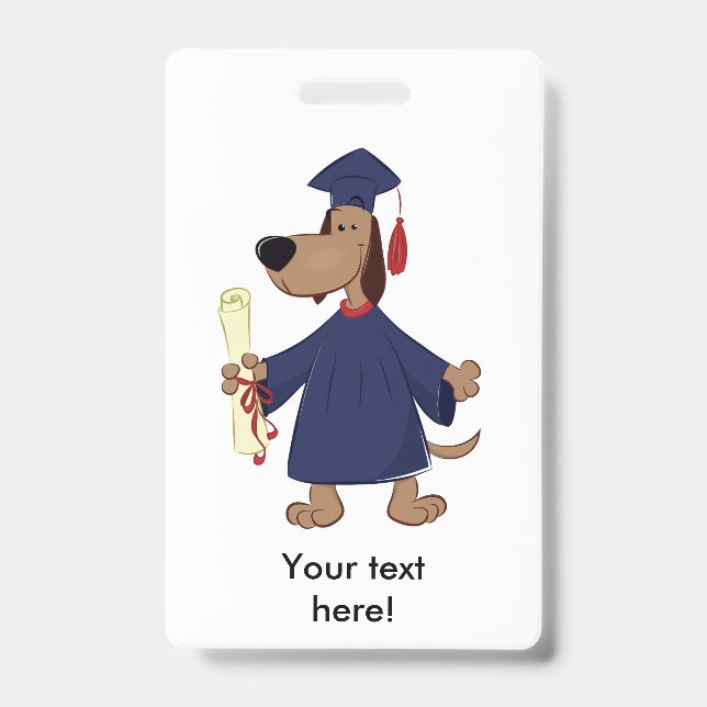 Graduating dog clipart ID badge (Front)