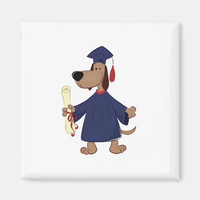 Graduating dog clipart magnet (Front)