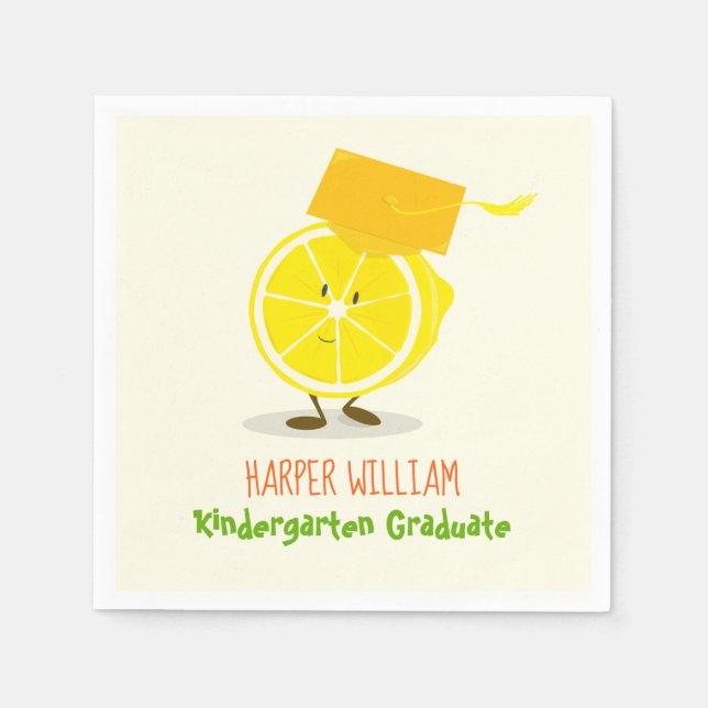 Graduating Lemon character | Paper Napkins (Front)