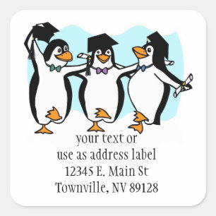 Graduating Penguins Square Sticker
