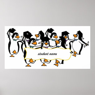 Graduating Penguins w/Banner Poster