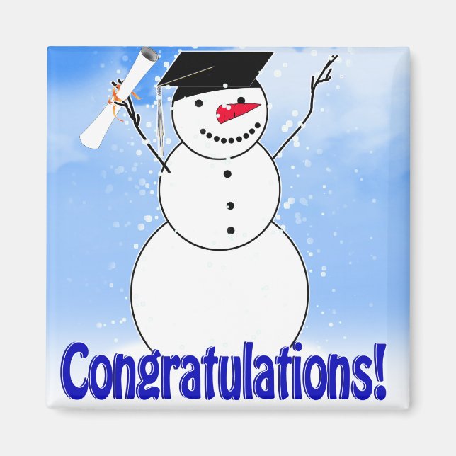 Graduating Snowman With Diploma Magnet (Front)