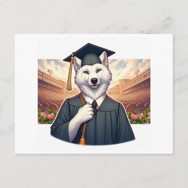 Graduating Wolf Invitation Postcard (Front)