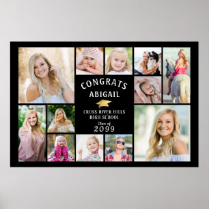Graduation 12 Photo Collage Congrats Grad Poster